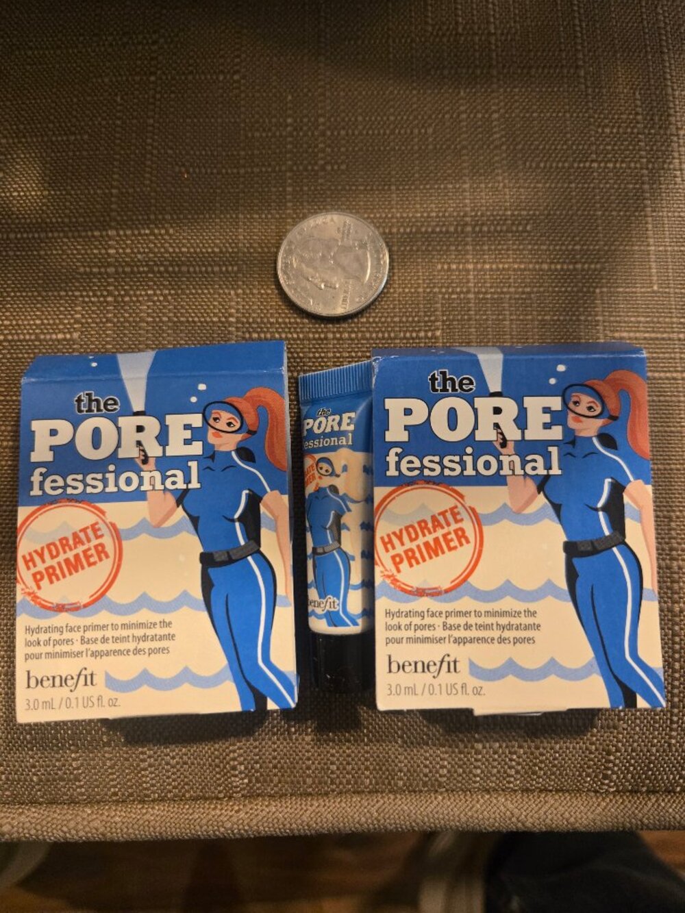 2X 💋 Benefit Hydrate Primer  Sample size on card new .1oz each Ipsy